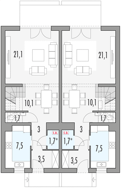План 1 этажа дома KDH-5766-84 План 1 этажа дома KDH-5766-84