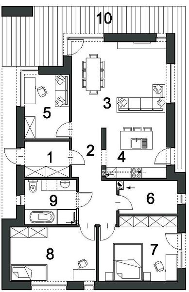 План 1 этажа дома CBB-7393-68 План 1 этажа дома CBB-7393-68